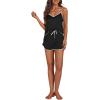 imageLYANER Womens Satin Silk Pajamas V Neck Cami Top with Shorts PJ Sst SleepwearBlack