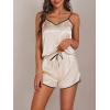 imageLYANER Womens Satin Silk Pajamas V Neck Cami Top with Shorts PJ Sst SleepwearChampagne