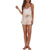 imageLYANER Womens Satin Silk Pajamas V Neck Cami Top with Shorts PJ Sst SleepwearChampagne