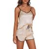 imageLYANER Womens Satin Silk Pajamas V Neck Cami Top with Shorts PJ Sst SleepwearChampagne