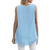 imageLYANER Womens Scoop Neck Sleeveless Chiffon Double Layers Solid Cami Tank Tunic TopLight Blue