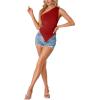 imageLYANER Womens Sexy One Shoulder Sleeveless Asymmetrical Hem Ruched Strappy Cami Tank Crop TopSolid Red