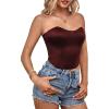 imageLYANER Womens Sexy Satin Sweetheart Neck Crop Tube Tops Strapless Bustier Cami Back Zipper Corset TopDark Brown