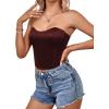 imageLYANER Womens Sexy Satin Sweetheart Neck Crop Tube Tops Strapless Bustier Cami Back Zipper Corset TopDark Brown