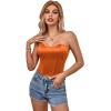 imageLYANER Womens Sexy Satin Sweetheart Neck Crop Tube Tops Strapless Bustier Cami Back Zipper Corset TopDark Orange