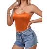imageLYANER Womens Sexy Satin Sweetheart Neck Crop Tube Tops Strapless Bustier Cami Back Zipper Corset TopDark Orange