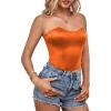 imageLYANER Womens Sexy Satin Sweetheart Neck Crop Tube Tops Strapless Bustier Cami Back Zipper Corset TopDark Orange
