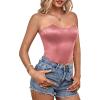 imageLYANER Womens Sexy Satin Sweetheart Neck Crop Tube Tops Strapless Bustier Cami Back Zipper Corset TopDusty Pink