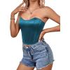 imageLYANER Womens Sexy Satin Sweetheart Neck Crop Tube Tops Strapless Bustier Cami Back Zipper Corset TopLake Blue