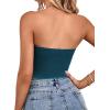 imageLYANER Womens Sexy Satin Sweetheart Neck Crop Tube Tops Strapless Bustier Cami Back Zipper Corset TopLake Blue