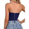 imageLYANER Womens Sexy Satin Sweetheart Neck Crop Tube Tops Strapless Bustier Cami Back Zipper Corset TopNavy Blue