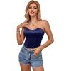 imageLYANER Womens Sexy Satin Sweetheart Neck Crop Tube Tops Strapless Bustier Cami Back Zipper Corset TopNavy Blue