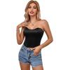 imageLYANER Womens Sexy Satin Sweetheart Neck Crop Tube Tops Strapless Bustier Cami Back Zipper Corset TopPure Black