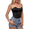 imageLYANER Womens Sexy Satin Sweetheart Neck Crop Tube Tops Strapless Bustier Cami Back Zipper Corset TopPure Black