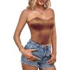 imageLYANER Womens Sexy Satin Sweetheart Neck Crop Tube Tops Strapless Bustier Cami Back Zipper Corset TopPure Brown