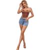 imageLYANER Womens Sexy Satin Sweetheart Neck Crop Tube Tops Strapless Bustier Cami Back Zipper Corset TopPure Brown