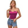 imageLYANER Womens Sexy Satin Sweetheart Neck Crop Tube Tops Strapless Bustier Cami Back Zipper Corset TopRose
