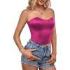imageLYANER Womens Sexy Satin Sweetheart Neck Crop Tube Tops Strapless Bustier Cami Back Zipper Corset TopRose
