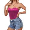 imageLYANER Womens Sexy Satin Sweetheart Neck Crop Tube Tops Strapless Bustier Cami Back Zipper Corset TopRose