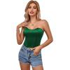 imageLYANER Womens Sexy Satin Sweetheart Neck Crop Tube Tops Strapless Bustier Cami Back Zipper Corset TopTurquoise
