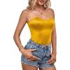 imageLYANER Womens Sexy Satin Sweetheart Neck Crop Tube Tops Strapless Bustier Cami Back Zipper Corset TopYellow