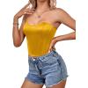 imageLYANER Womens Sexy Satin Sweetheart Neck Crop Tube Tops Strapless Bustier Cami Back Zipper Corset TopYellow