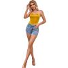 imageLYANER Womens Sexy Satin Sweetheart Neck Crop Tube Tops Strapless Bustier Cami Back Zipper Corset TopYellow