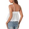 imageLYANER Womens Spaghetti Strap Sweetheart Neck Cami Crop Tops Tie Front Camisole Sleeveless Peplum TopWhite