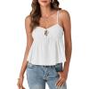 imageLYANER Womens Spaghetti Strap Sweetheart Neck Cami Crop Tops Tie Front Camisole Sleeveless Peplum TopWhite