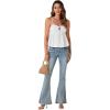 imageLYANER Womens Spaghetti Strap Sweetheart Neck Cami Crop Tops Tie Front Camisole Sleeveless Peplum TopWhite