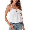 imageLYANER Womens Spaghetti Strap Sweetheart Neck Cami Crop Tops Tie Front Camisole Sleeveless Peplum TopWhite