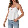 imageLYANER Womens Spaghetti Strap Sweetheart Neck Cami Crop Tops Tie Front Camisole Sleeveless Peplum TopWhite