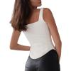 imageLYANER Womens Square Neck Sleeveless Irregular Hem Basic Slim Fitted Shirt Tank TopWhite