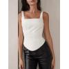 imageLYANER Womens Square Neck Sleeveless Irregular Hem Basic Slim Fitted Shirt Tank TopWhite