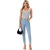 imageLYANER Womens Striped Slim Fit Ribbed Tank Top Scoop Neck Sleeveless Cami Casual ShirtWhite