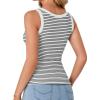 imageLYANER Womens Striped Slim Fit Ribbed Tank Top Scoop Neck Sleeveless Cami Casual ShirtWhite