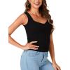 imageLYANER Womens Summer Tank Tops Sleeveless V Neck Shirts Ribbed Tank Cami Basic Tee TopBlack