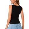 imageLYANER Womens Summer Tank Tops Sleeveless V Neck Shirts Ribbed Tank Cami Basic Tee TopBlack