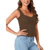 imageLYANER Womens Summer Tank Tops Sleeveless V Neck Shirts Ribbed Tank Cami Basic Tee TopDark Brown