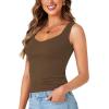 imageLYANER Womens Summer Tank Tops Sleeveless V Neck Shirts Ribbed Tank Cami Basic Tee TopDark Brown