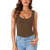 imageLYANER Womens Summer Tank Tops Sleeveless V Neck Shirts Ribbed Tank Cami Basic Tee TopDark Brown