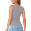 imageLYANER Womens Summer Tank Tops Sleeveless V Neck Shirts Ribbed Tank Cami Basic Tee TopGray