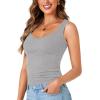 imageLYANER Womens Summer Tank Tops Sleeveless V Neck Shirts Ribbed Tank Cami Basic Tee TopGray
