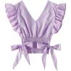 imageLYANER Womens V Neck Polka Dots Ruffle Cap Sleeve Shirred Hem Blouse Crop Tank Top02 Lilac