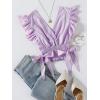 imageLYANER Womens V Neck Polka Dots Ruffle Cap Sleeve Shirred Hem Blouse Crop Tank Top02 Lilac