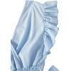 imageLYANER Womens V Neck Polka Dots Ruffle Cap Sleeve Shirred Hem Blouse Crop Tank Top02 Sky Blue