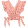 imageLYANER Womens V Neck Polka Dots Ruffle Cap Sleeve Shirred Hem Blouse Crop Tank TopBaby Pink