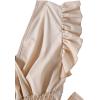 imageLYANER Womens V Neck Polka Dots Ruffle Cap Sleeve Shirred Hem Blouse Crop Tank TopBeige