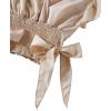 imageLYANER Womens V Neck Polka Dots Ruffle Cap Sleeve Shirred Hem Blouse Crop Tank TopBeige