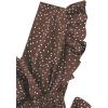 imageLYANER Womens V Neck Polka Dots Ruffle Cap Sleeve Shirred Hem Blouse Crop Tank TopBrown